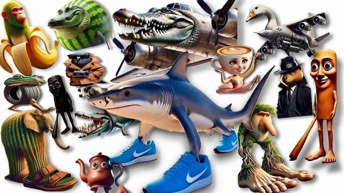 Hình ảnh minh họa các nhân vật AI độc đáo từ trào lưu "thối não", khơi nguồn cho ý tưởng tô màu quái vật bánh mì ram ram