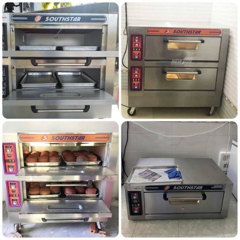 Khách hàng đang kiểm tra và vận hành lò nướng bánh mì mới mua với chương trình trả góp giá rẻ