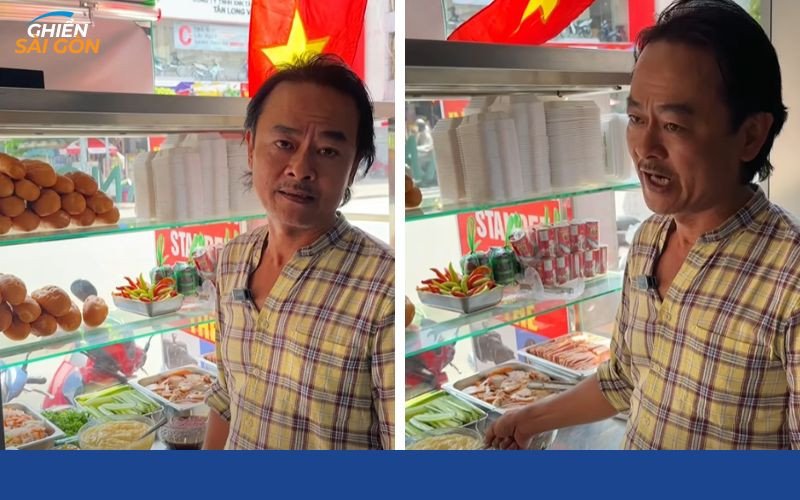 Khách hàng đang thanh toán tại quầy bánh mì Hoàng An