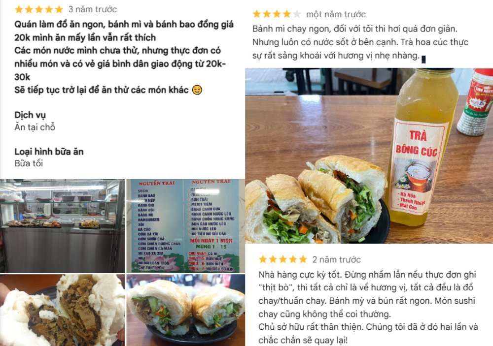 Khách hàng đánh giá cao Bánh mì chay tại Ẩm Thực Chay