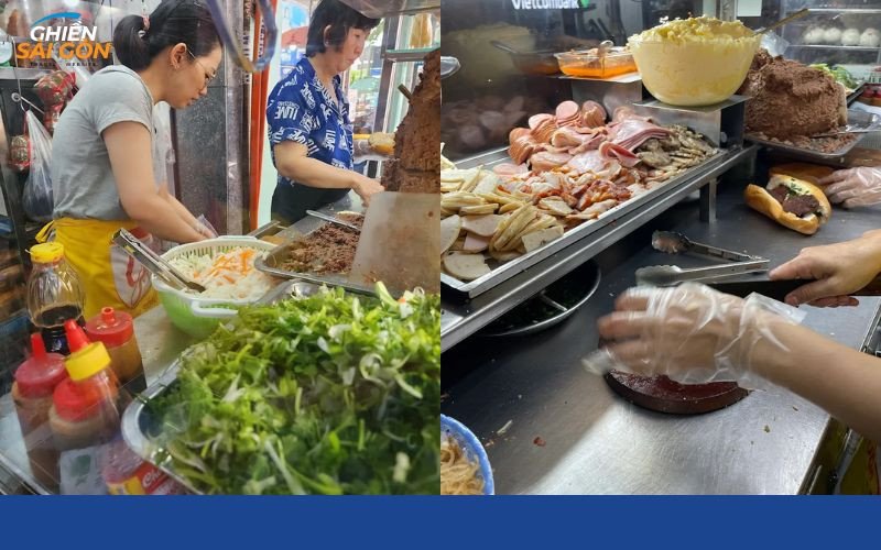 Khách hàng xếp hàng mua bánh mì Bùi Thị Xuân vào giờ cao điểm