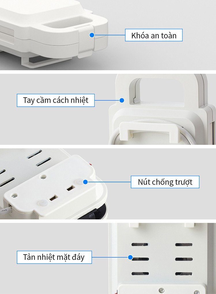 Khóa an toàn và chân đế chống trượt của máy kẹp bánh mì Lock&amp;Lock