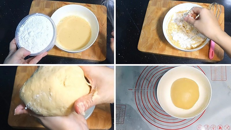 Khối bột ruột bánh mì dưa lưới đang được ủ nở