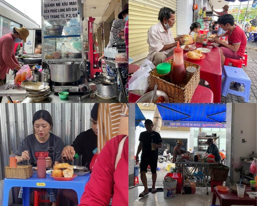 Không gian bình dân, gần gũi của Bánh Mì Xíu Mại Cô Phương, một quán bánh mì chảo gần đây