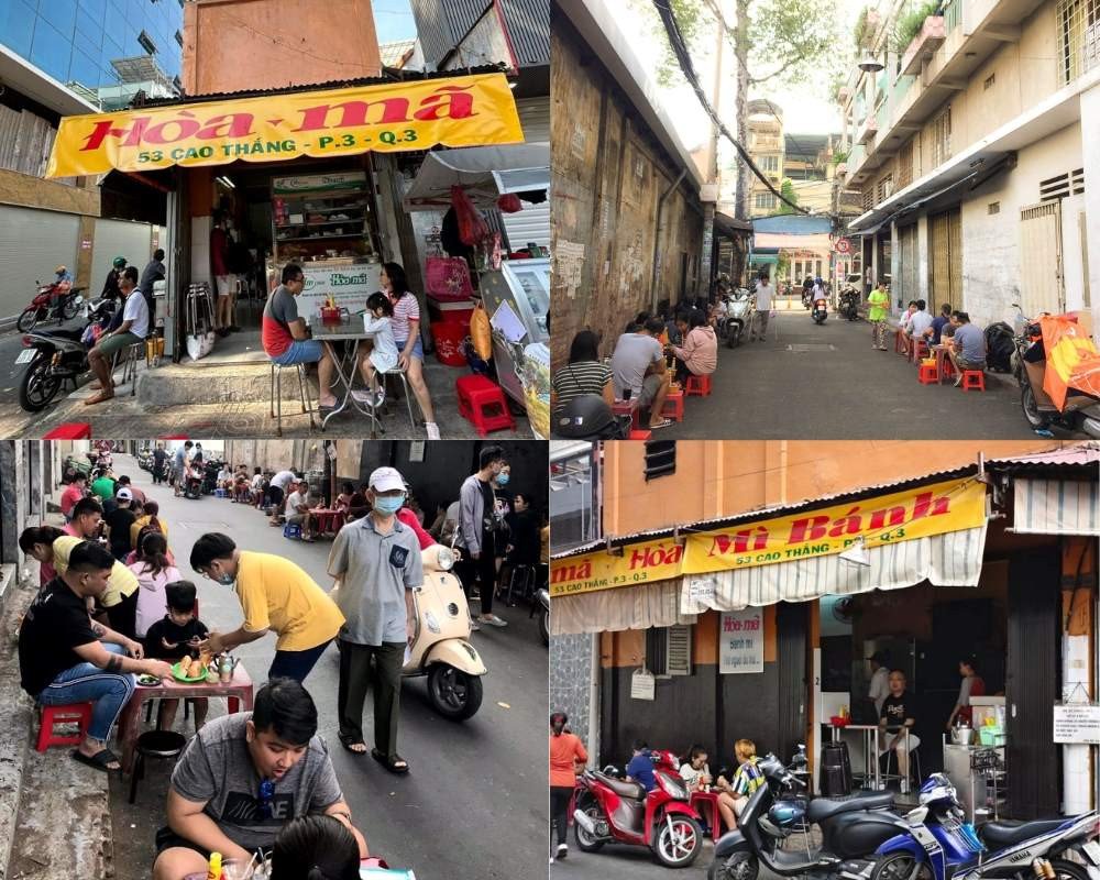 Không gian bình dị của quán bánh mì chảo Hòa Mã