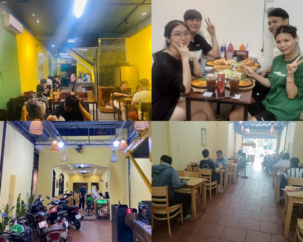 Không gian quán Bếp Nhà 56 rộng rãi, là địa điểm lý tưởng cho một quán bánh mì chảo gần đây