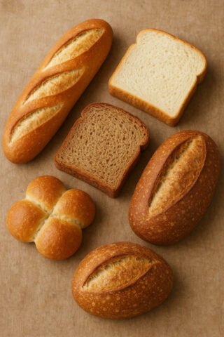 lát bánh mì baguette và sandwich trắng đã cắt lát