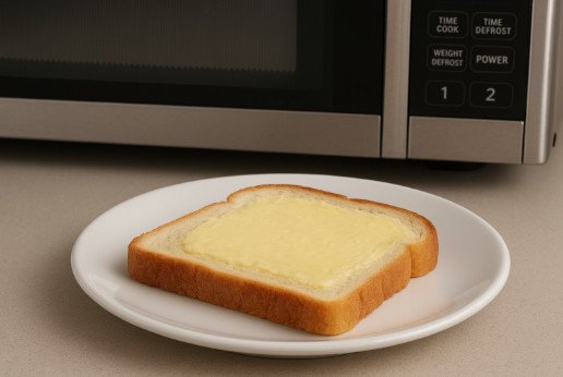 lấy bánh mì nóng hổi ra khỏi lò vi sóng