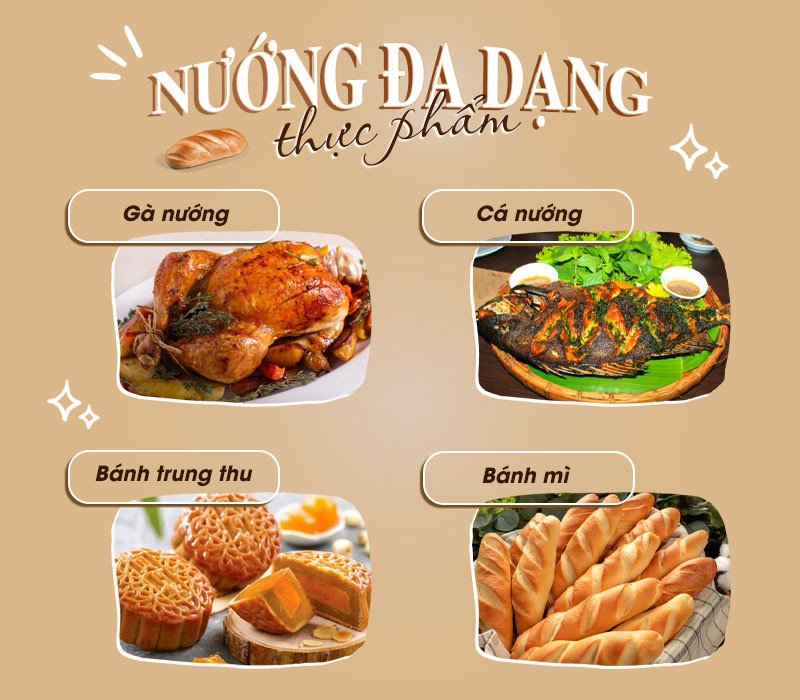 lò nướng bánh mì 5 khay đang hoạt động, tỏa hơi nước