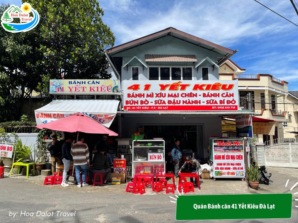 Mặt tiền quán bánh căn 41 Yết Kiêu Đà Lạt