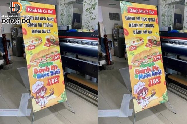 Mẫu standee bánh mì chân chữ X dễ dàng di chuyển và lắp đặt