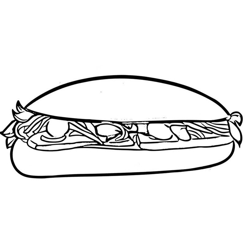 mẫu tô màu bánh mì kẹp giò chả phong phú