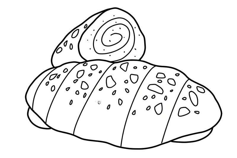 Mẫu tranh tô màu bánh mì baguette Việt Nam có nhân