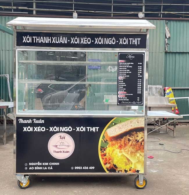 Mẫu xe bán bánh mì và xôi tích hợp nhiều chức năng