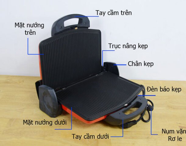 Máy ép bánh mì Tiross 9653 với thiết kế hiện đại trên bàn bếp