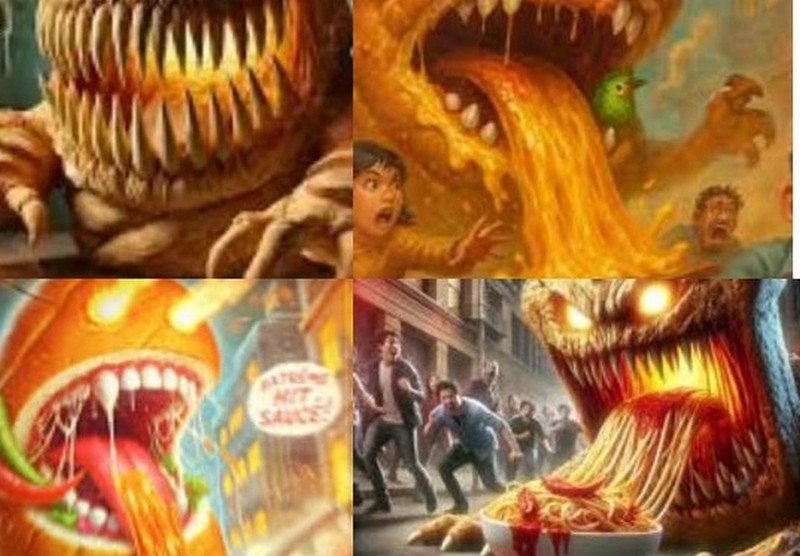 Minh họa câu chuyện gốc về nguồn gốc bánh mì ram ram là gì với yếu tố quái vật