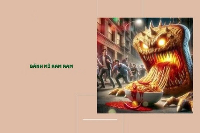 Minh họa quái vật bánh mì gam gam với biểu cảm ngộ nghĩnh, đại diện cho nội dung brainrot đang thịnh hành.