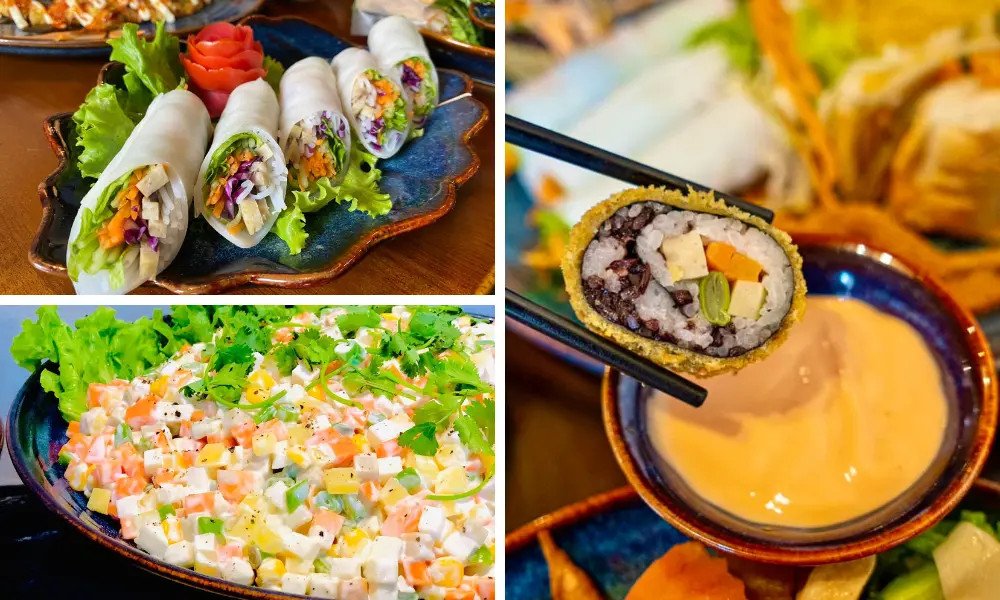 Món ăn tươi ngon, đầy đủ và được trang trí chỉnh chu