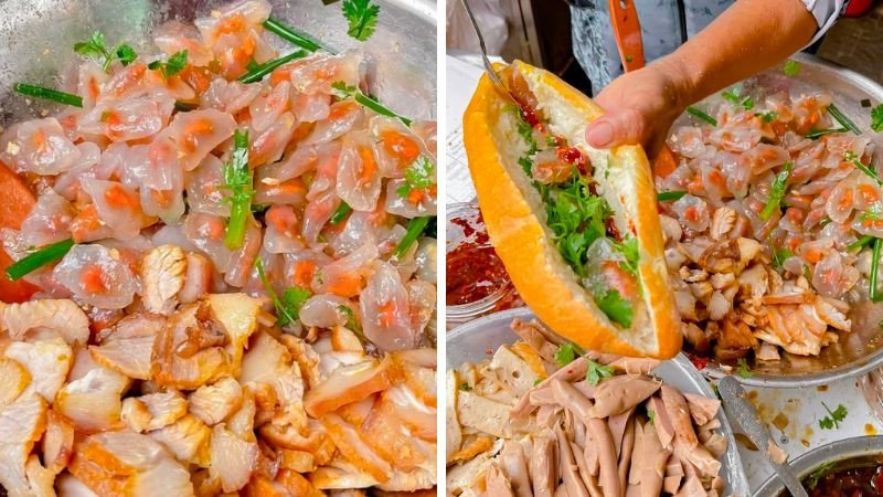 Món bánh mì bột lọc chay thơm ngon, chuẩn vị tại khu vực chợ Nam Ô Đà Nẵng, phục vụ thực khách ăn chay