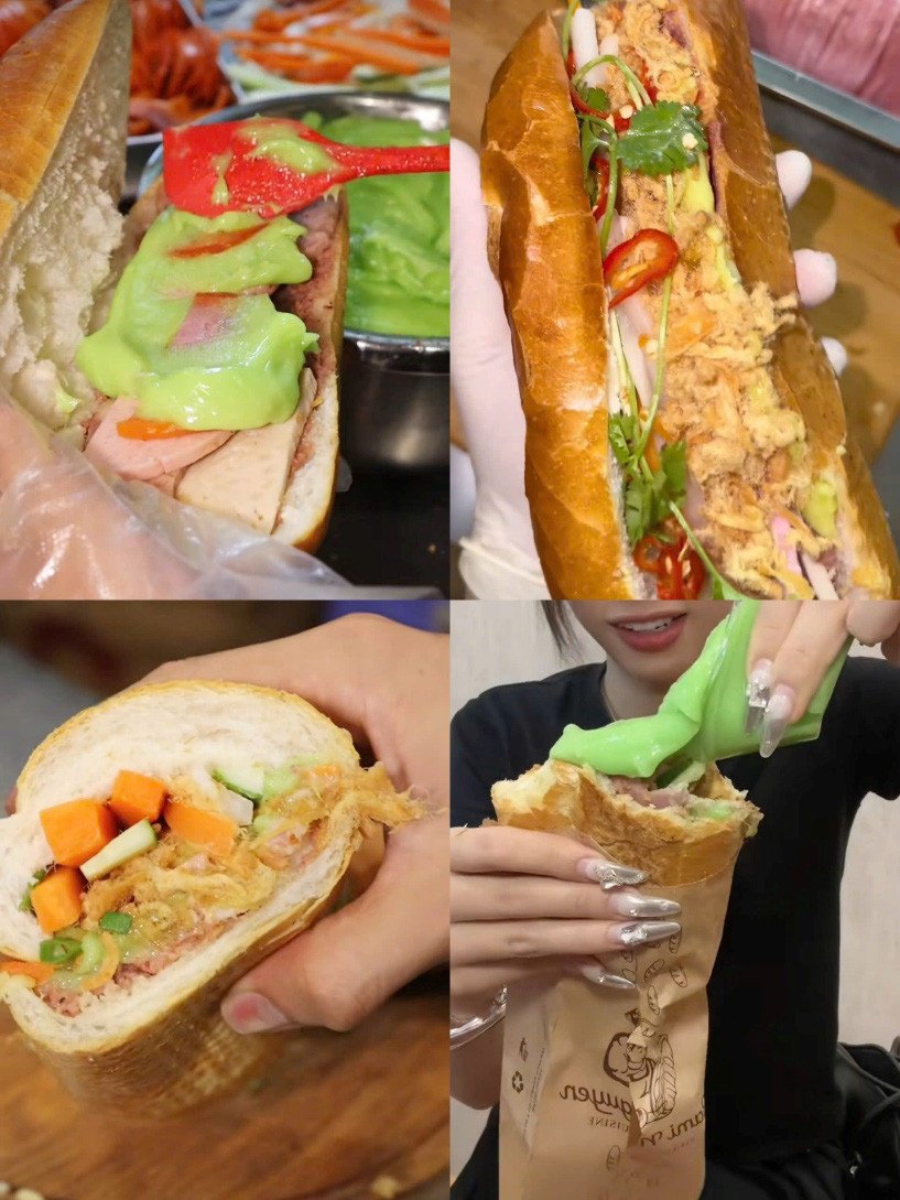 Một ổ bánh mì bơ cốm tươi ngon, đang là xu hướng ẩm thực hot trên mạng xã hội