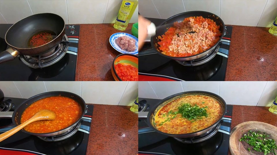 Nấu sốt cà chua thịt băm thơm ngon