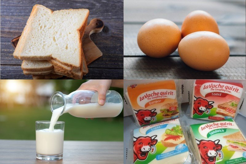 Nguyên liệu chính cho công thức bánh mì phô mai cuộn từ bánh sandwich