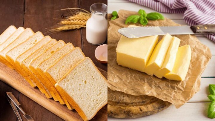Nguyên liệu làm bánh mì bơ đường bằng nồi chiên không dầu