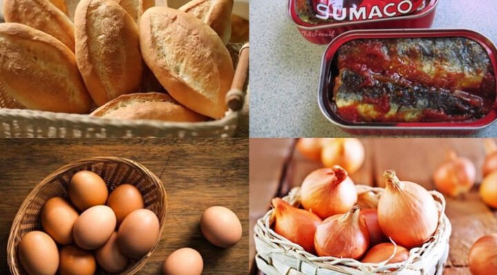 Nguyên liệu tươi ngon làm bánh mì chảo cá hộp: cá hộp, trứng, rau thơm