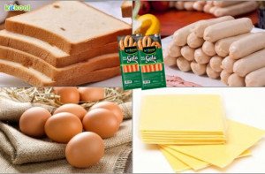 Nguyên liệu tươi ngon làm món bánh mì kẹp xúc xích tại nhà