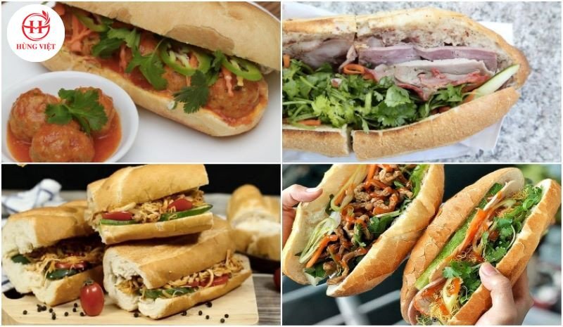 Nhân bánh mì Sài Gòn phong phú với thịt nguội, pate, rau thơm và dưa chua tươi ngon