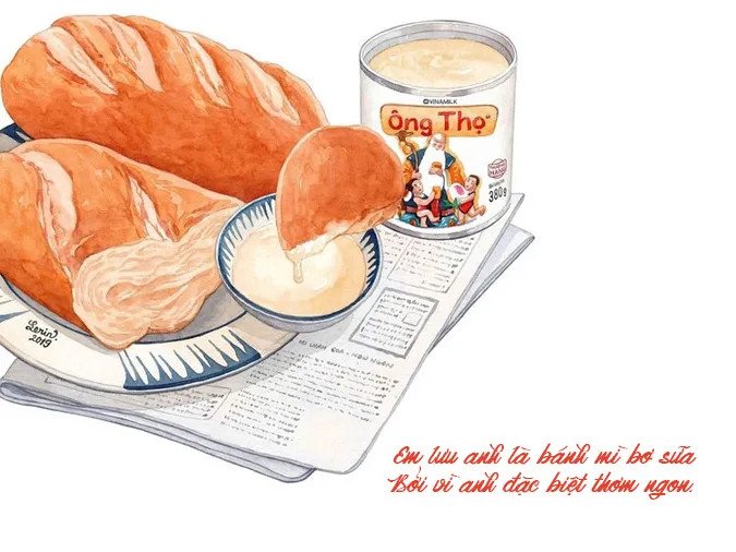 Những chiếc bánh mì vàng ruộm trong giỏ, gợi cảm hứng cho thơ tình lãng mạn