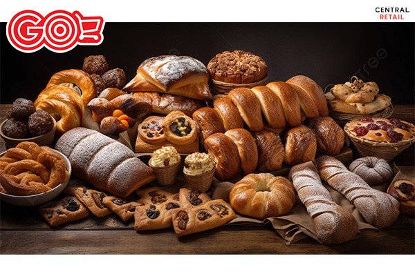 Những ổ bánh mì dài xếp đều tăm tắp trong siêu thị