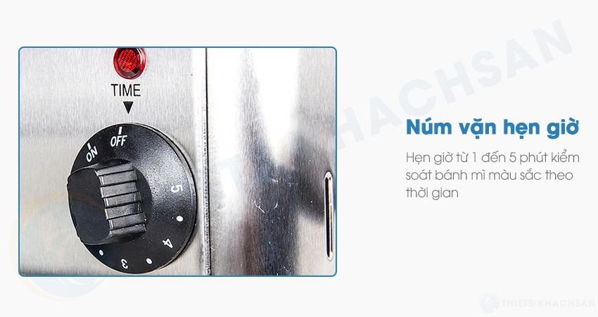 Núm vặn hẹn giờ 5 mức độ trên lò nướng bánh mì sandwich