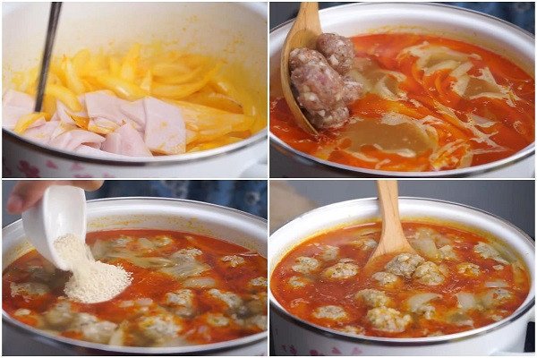 Nước xốt xíu mại cà chua đậm đà cho bánh mì xíu mại ở Đà Lạt