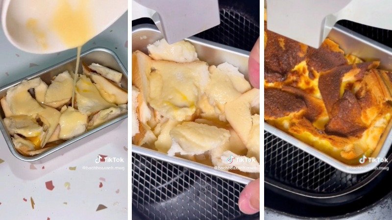 Nướng bánh mì trứng sữa trong nồi chiên không dầu