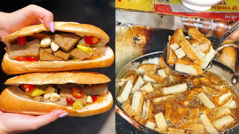 Ổ bánh mì chả cá Sài Gòn Nha Trang với chả cá vàng ươm