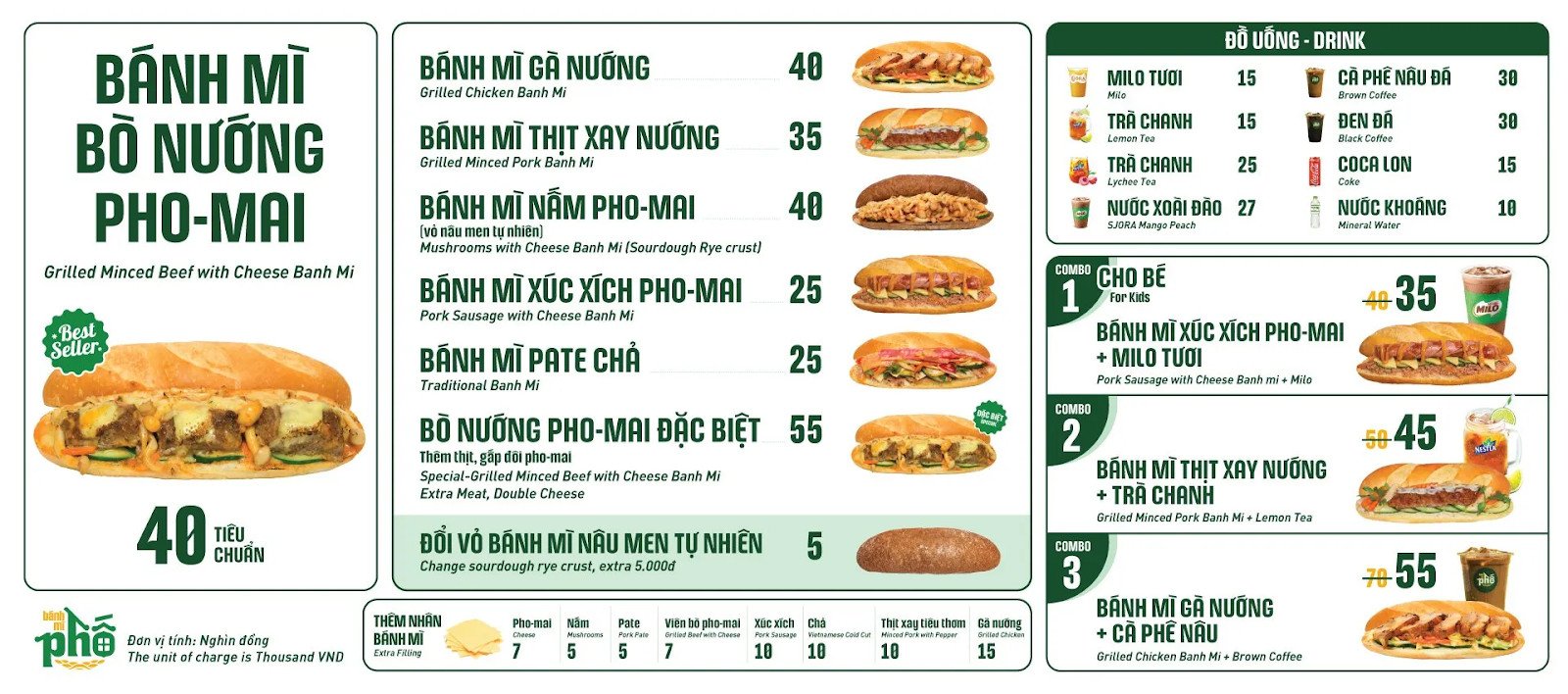 Phối màu sắc trong thiết kế menu bánh mì