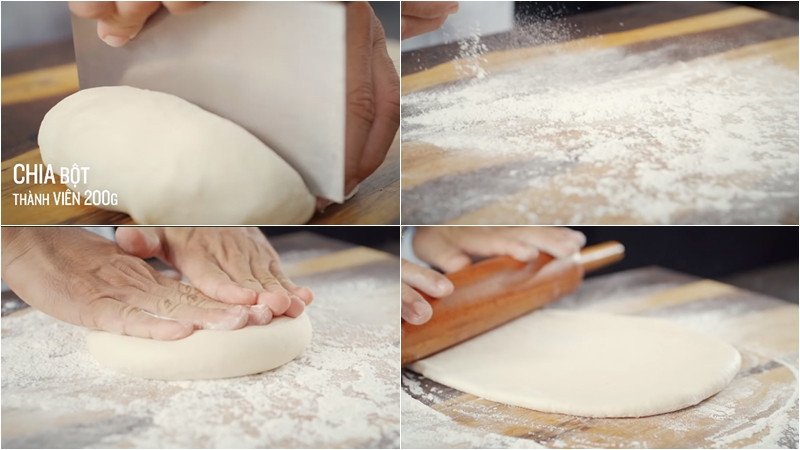 Quá trình nhào và cán bột mịn để tạo hình vỏ bánh mì tam giác kebab