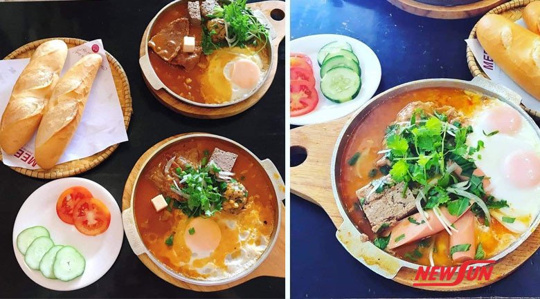 Quán bánh mì chảo Mee-O với topping đầy đặn, một lựa chọn bánh mì Huế ngon khác biệt