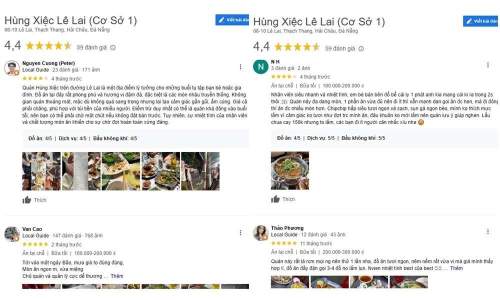 Quán Hùng Xiệc được nhiều du khách đánh giá tích cực, ẩm thực đêm Đà Nẵng