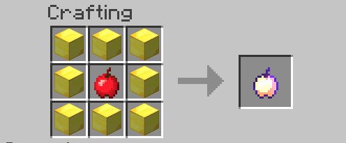 Quy trình chế tạo táo vàng phù phép từ táo và khối vàng trong Minecraft