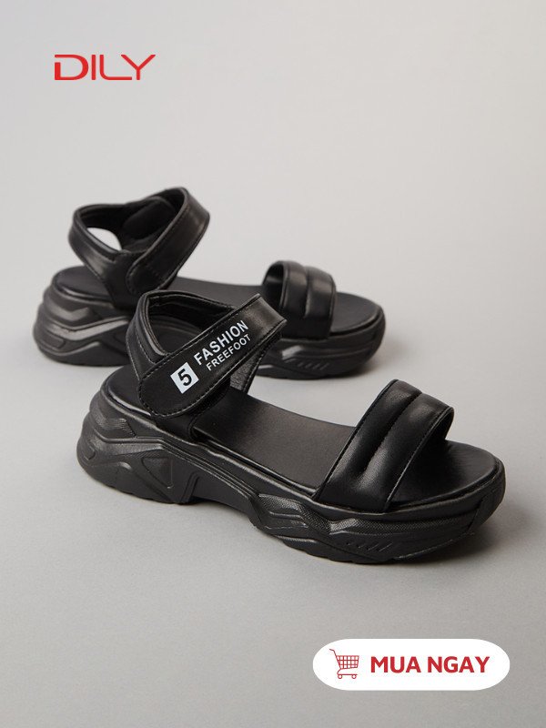 Sandal đế bánh mì quai ngang bằng da cao cấp màu trắng kem