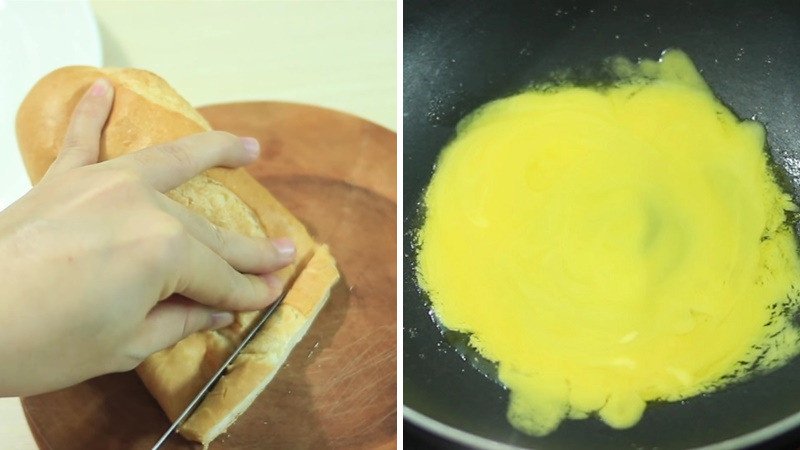 Sơ chế bánh mì và làm bơ đường để chế biến bánh mì bơ đường bằng chảo