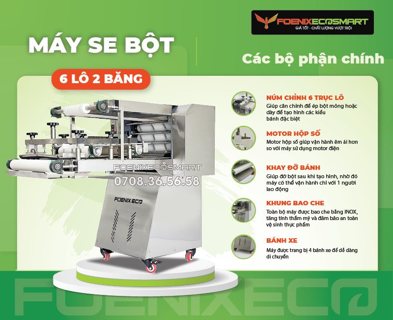 Sơ đồ các bộ phận chính của máy se bột bánh mì công nghiệp