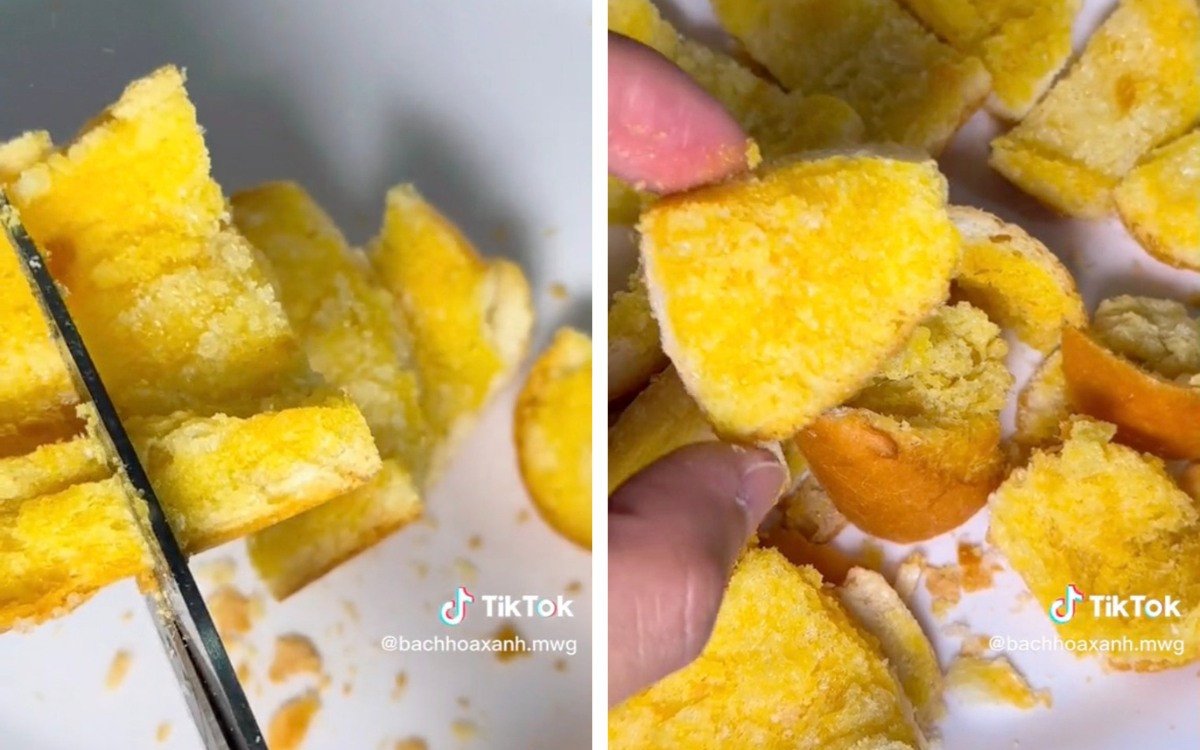 Thành phẩm bánh mì bơ đường nướng bằng nồi chiên không dầu