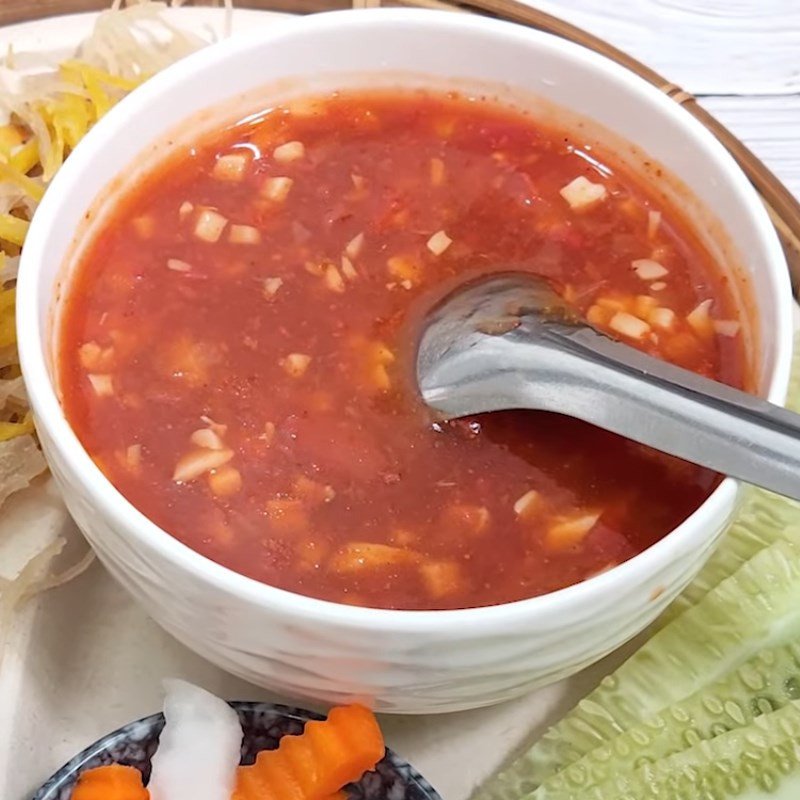 Thành phẩm nước sốt bánh mì chay cà chua nấm