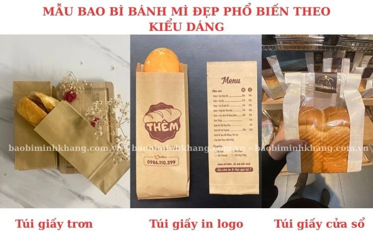 Thiết kế đa dạng của túi giấy bánh mì từ đơn giản đến in ấn logo