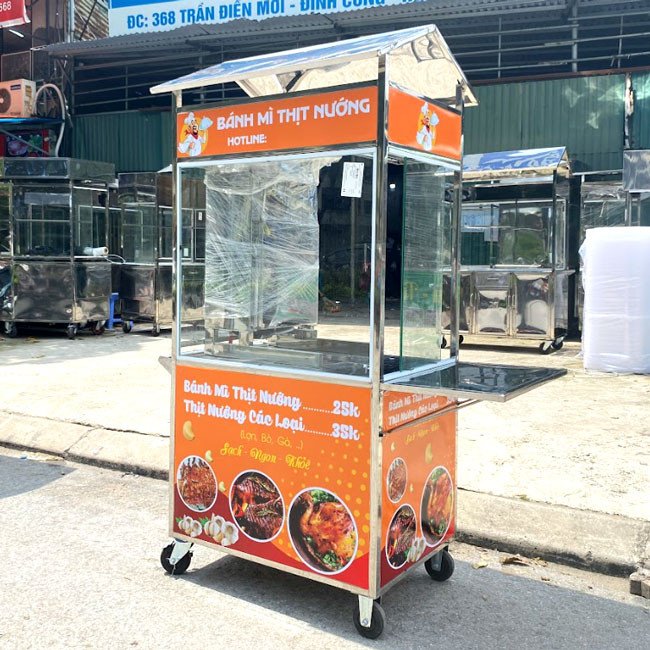 Thiết kế xe bánh mì thịt nướng mái chùa