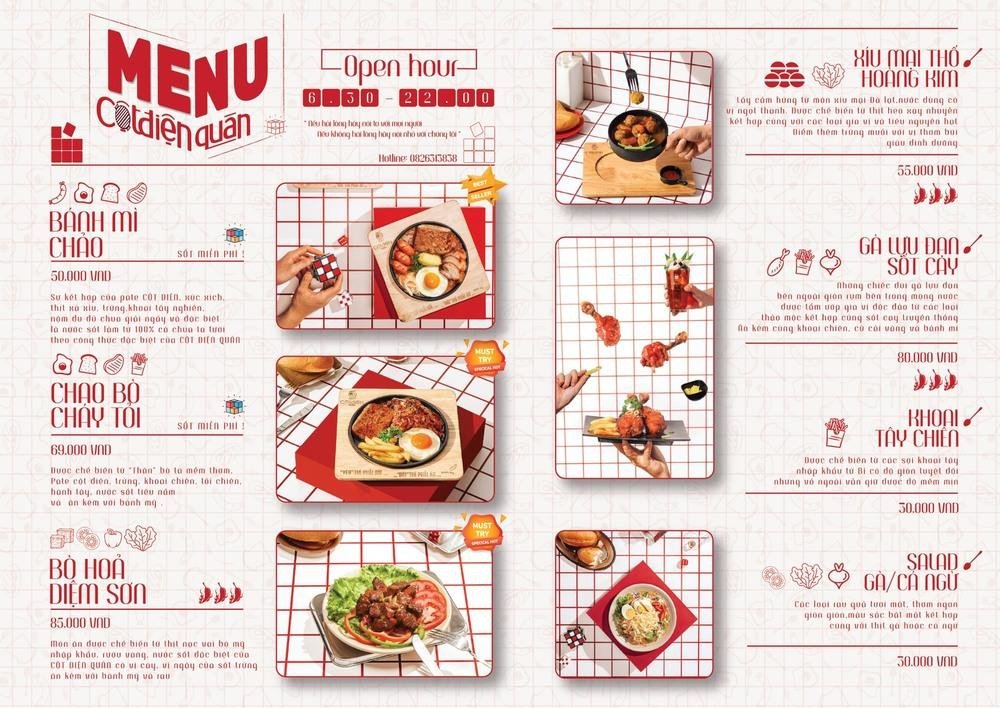 Thực đơn đa dạng của bánh mì chảo Cột Điện Đặng Văn Ngữ