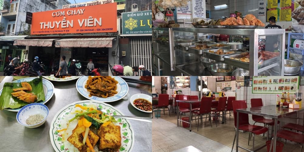 Thực khách thưởng thức bữa ăn tại Quán cơm chay Thuyền Viên Phú Nhuận